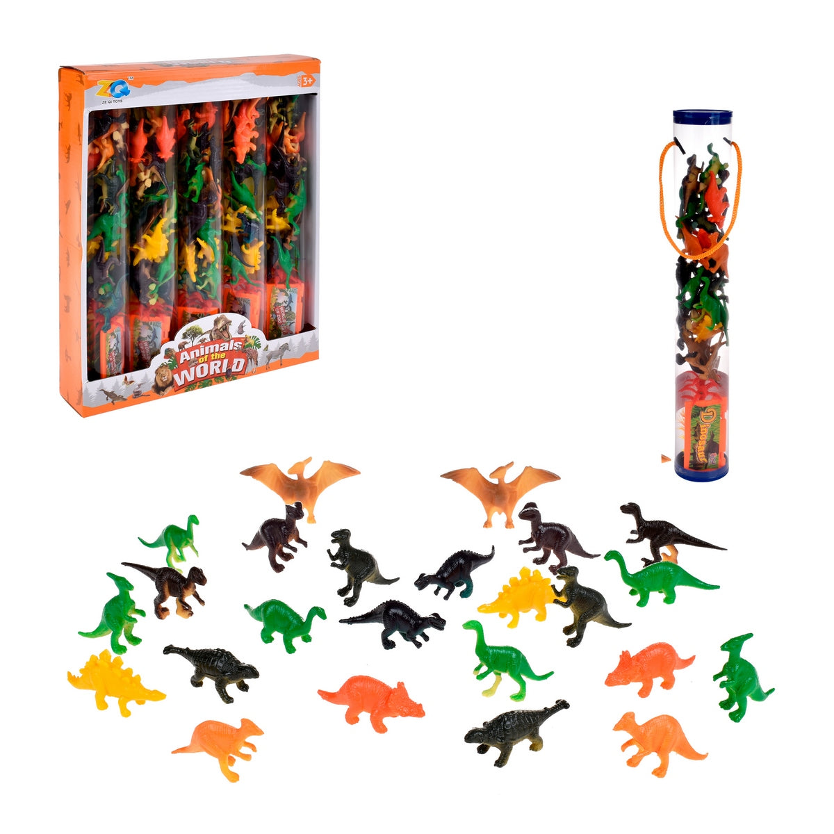 Set De Dinosaurios Mas Accesorios En Tubo